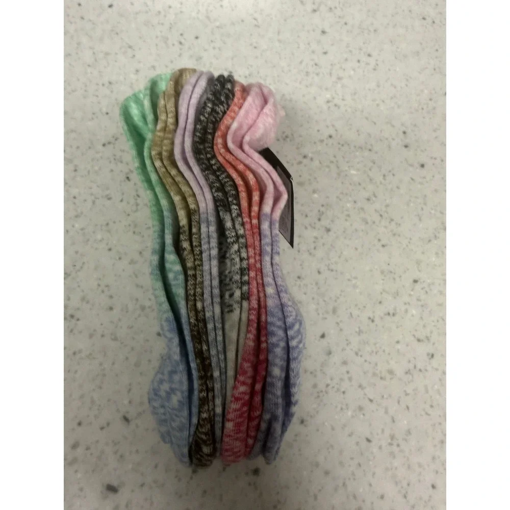 Hello Socks! Womens 6 Pair Low Cut Ankle Socks Multi Color Space Dye Size 4-10